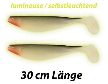 2 Stück BALZER Seawaver Spezial Gummifische Meeresangeln Heilbutt  30cm luminouse selbstleuchtend